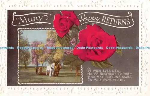 R380191 Viele Happy Returns A Wish Ever New Happy Birthday to You Postkarte