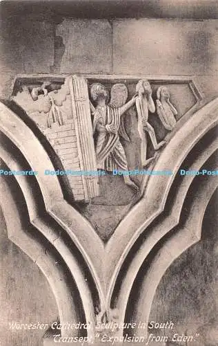 R378927 Worcester Kathedrale Skulptur in South Transept Vertreibung aus Eden F Fr