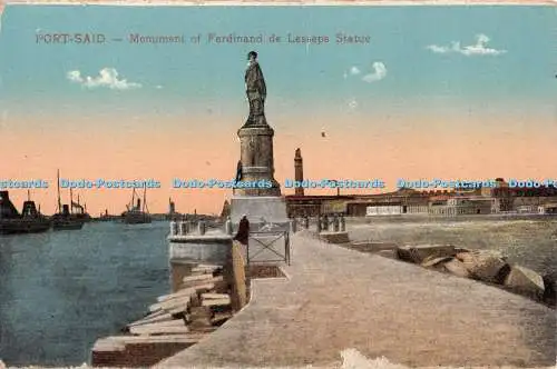 R382137 Port Said Monument of Ferdinand De Lesseps Statue The Cairo Post Card Tr