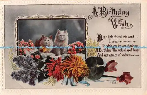 R382436 Ein Geburtstagswunsch Katzen und Blumen