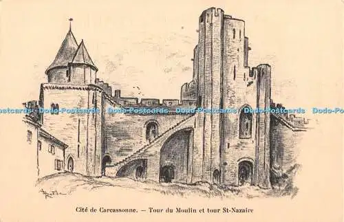 R382776 Cite de Carcassonne Tour du Moulin et tour St Nazaire Jordy