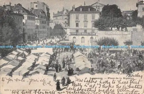 R381228 Lausanne Place de la Riponne 1670 Charnaux Freres 1905