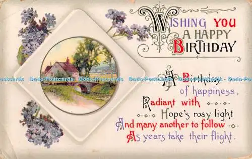 R381768 Wishing You a Happy Birthday Village House and Bridge Wildt and Kray Ser