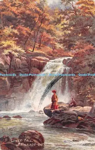 R383580 Rhaiadr Du Lower Fall Welsh Waterfalls Tuck Oilette 7602 E Longstaffe 19