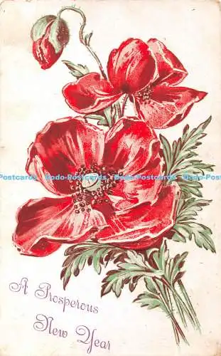 R383625 Postkarte Ein erfolgreiches neues Jahr rote Blume