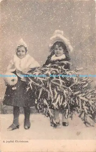 R383631 A Joyous Christmas Two Girls With Christmas Tree M E Serie 4041