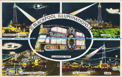 R385269 Blackpool Illuminations K 2609 Valchrome Postkarte Valentine and Sons