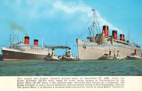 R387789 Queen Elizabeth Queen Mary Ships Southern Newspapers 1946