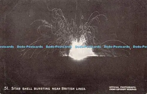 R388763 51 Star Shell Bursting near British Lines Official Photograph Crown Cens