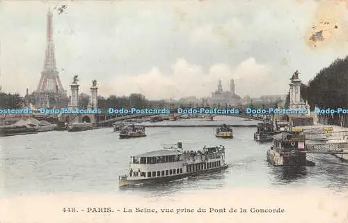 R389920 Paris 448 La Seine vue prise du Pont de la Concorde Carte Postale 1905