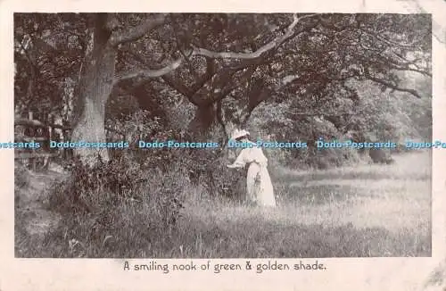 R390062 Eine lächelnde Ecke aus grünem und goldenem Farbton Echtfoto Serie 1910