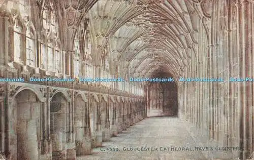 R390091 C 4363 Gloucester Cathedral Nave and Cloisters Celesque Series Photochro