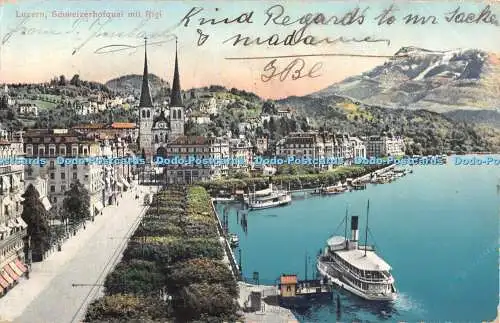 R392548 Luzern Schweizerhofquai mit Rigi W Zimmermann 1913