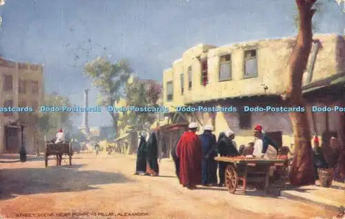 R390809 Straßenszene bei Pompeys Säule Alexandria Ägyptische Gazette Oilette Pos