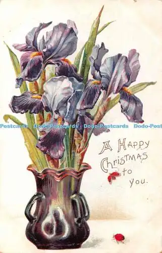 R395033 A Happy Christmas to you Blumen in Vase Tuck Artistic Series