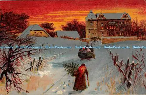 R393132 Gemälde Winterszene Schnee Postkarte 1907