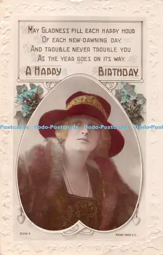 R395985 A Happy Birthday May Gladness Fill Each Happy Hour Rotary Photo Rajar Br