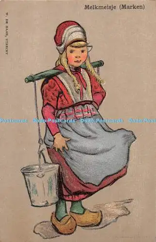 R396405 Melkmeisje Marken W De Haan Postkarte