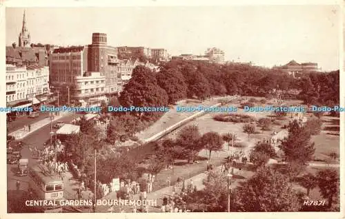 R399192 Central Gardens Bournemouth H 7871 Fototypie Postkarte Valentine and Sons