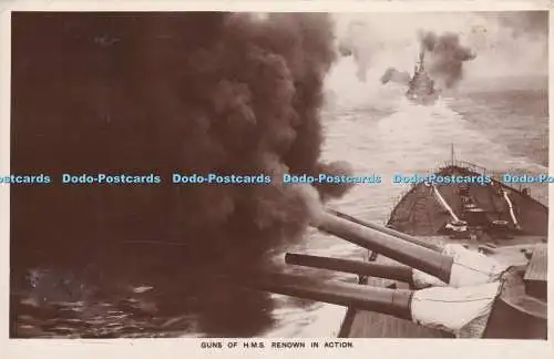 R397205 Guns Of H M S Renown In Action W E Mack Sepia Satin Series RP 1929