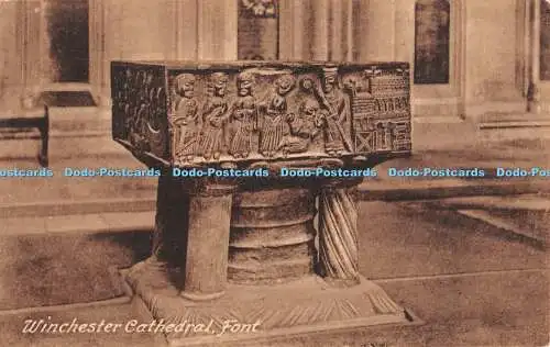 R399440 Winchester Cathedral Font F Frith and Co No 23989