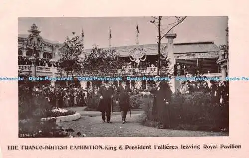 R403304 The Franco British Exhibition King and President Fallieres verlässt Royal