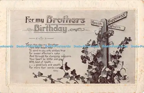 R401891 For my Brothers Birthday Health Happiness Wealth No 396 1915