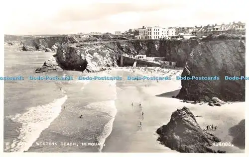 R398059 Western Beach Newquay K 4086 Valentine and Sons RP