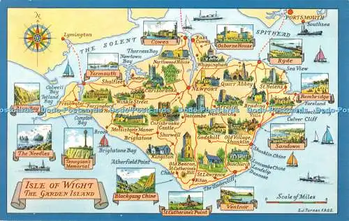 R400176 Isle of Wight The Garden Island S J Turner Karte Nigh Jarrold KIW213