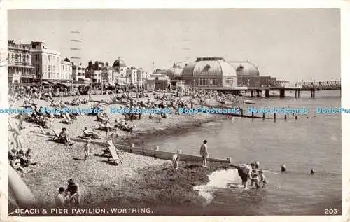 R398165 Beach and Pier Pavilion Worthing 203 Postkarte 1932