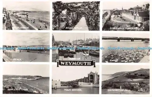 R402038 Weymouth Beach Swans Harbour Town Bridge Valentine RP Multi View 1957