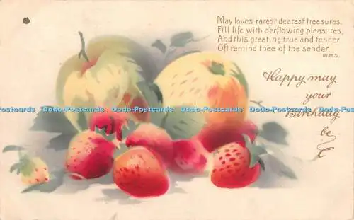 R402089 Happy May Your Birthday Erdbeeren Postkarte