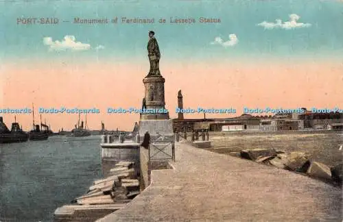 R398606 Port Said Monument of Ferdinand de Lesseps Statue The Cairo Post Card Tr