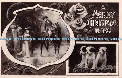 R402475 A Merry Christmas to You Dogs and Man on the Horse Rotary Photographic S