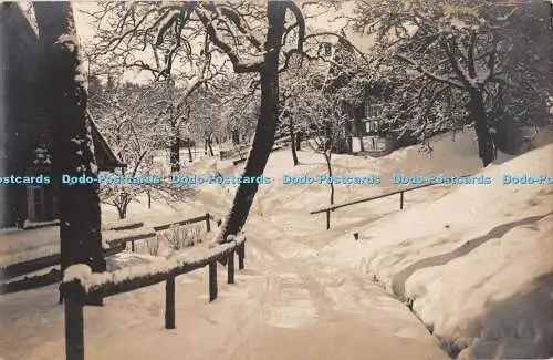R400841 Winter Schweizer unbekannte Häuser und Garten 1909