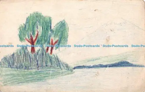 R402696 Handbemalte Baum Postkarte