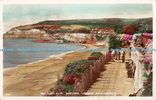 R402735 Sandown The Cliff Path Blick in Shanklin fast Echtfoto Postkarte 19