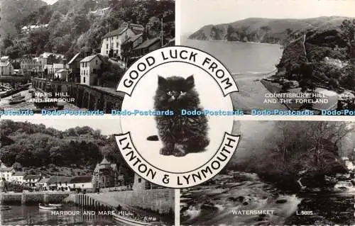 R402738 Viel Glück aus Lynton and Lynmouth Watersmeet Harbour und Mars Hill Vale