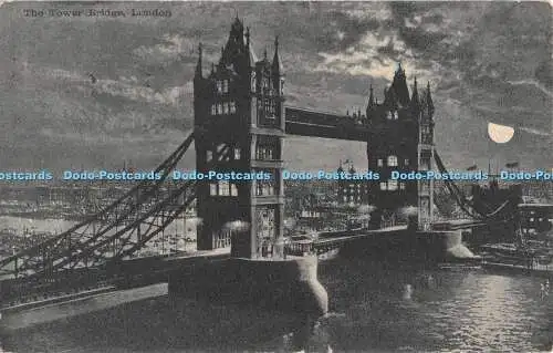 R404469 The Tower Bridge London Valentines Moonlight Serie 1909