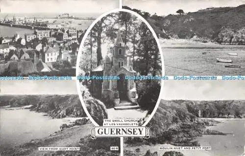 R402788 Guernsey Blick vom Icart Point Saints Bay Die kleine Kirche in Les Vauxbe