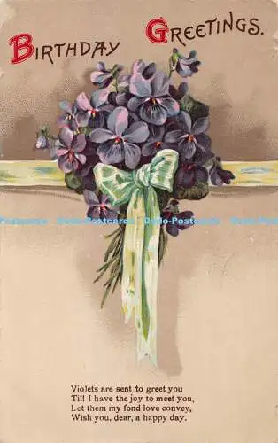 R406182 Geburtstagsgrüße Veilchen werden verschickt, um Sie zu begrüßen, bis ich die Freude habe,