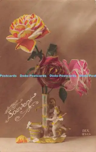 R407351 Souvenir DIX 1253 4 Grußkarten Blumen