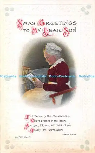 R407451 Xmas Greetings to My Dear Son Tho far away this Christmas tide Madeleine