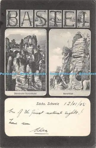 R407661 Bastei Sachs Schweiz Basteifelsen Basteibrücke Steinschleuder Mikroskop