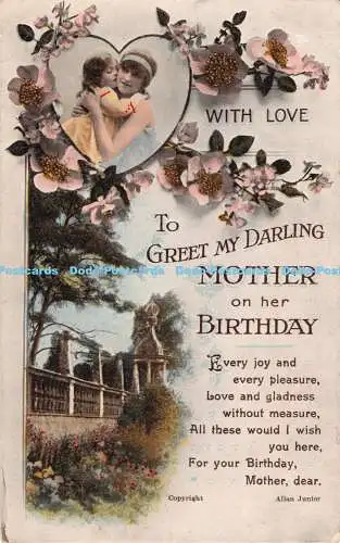 R407925 With Love to Greet my Darling on her Birthday Valentines Serie 1921