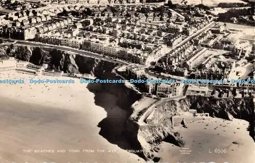 R405147 Newquay The Beaches and Town from the Air Aerofilms Valentine RP