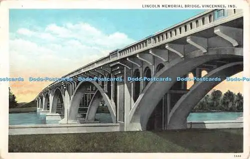 R412721 Ind Vincennes Lincoln Memorial Bridge Curt Teich