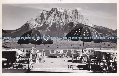 R409408 Terrasse Hotel Post Lermoos Blick g Zugspitze Risch Lau Bregenz