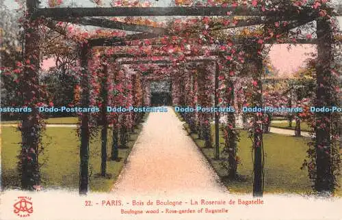 R409599 Paris 22 Boulogne Holz Rosengarten Bagatelle Phototypie l Abeille