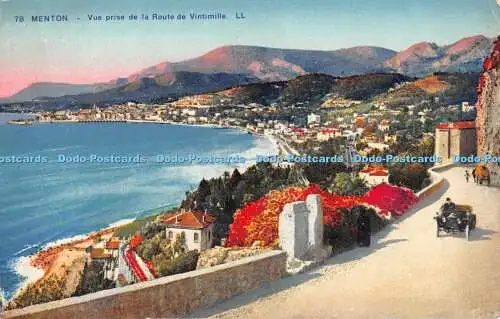 R413693 Menton Vue prise de la Route de Vintimille LL 78 Rostan und Munier 1927